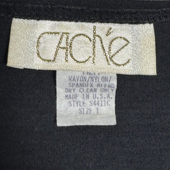 Vintage 80's CACHE Lace trim bodysuit black size small Long Sleeve Made in USA - Picture 3 of 5